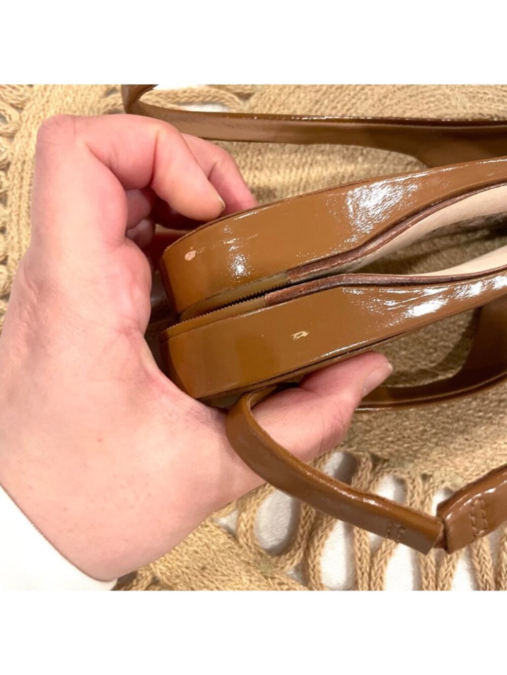 Antonio Melani Cognac Leather Slingback Flats Tortoiseshell Size 9 Classic - Picture 9 of 11